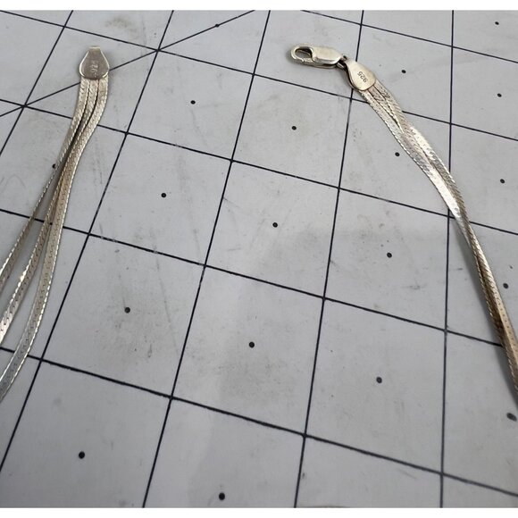 Sterling Silver Multi Strand Herringbone .925 Vintage Necklace Chain 30" - Picture 2 of 8